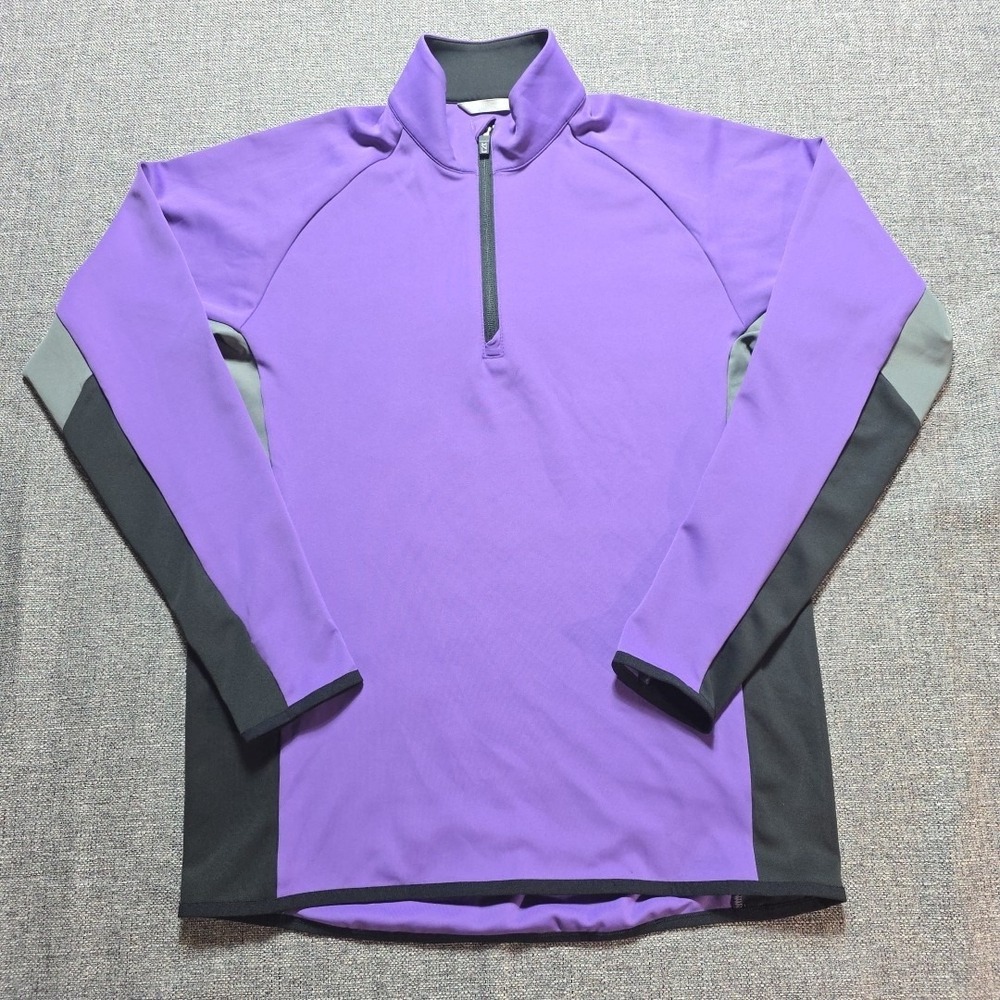 Cutter & Buck CB DryTec 50 UPF+ Womens Small Long Sleeve Purple 1/4 Zip Shirt